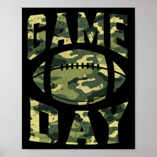 Football Gameday Game Day Camo Flag Patriotic Usa  Poster