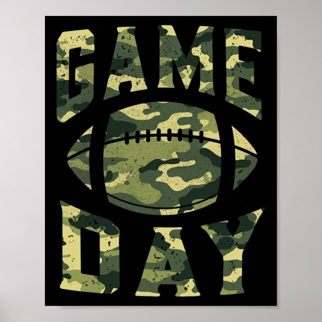 Football Gameday Game Day Camo Flag Patriotic Usa  Poster (Front)