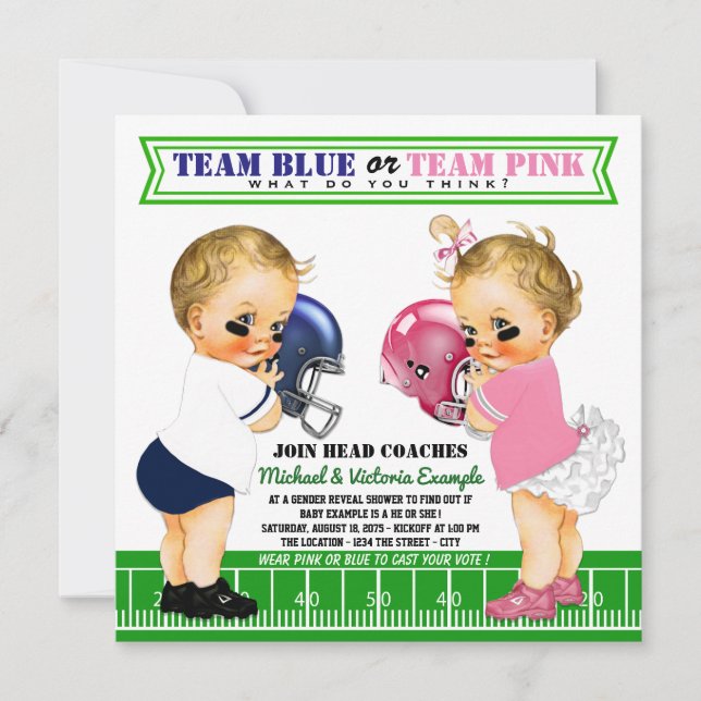 Football Gender Reveal Baby Shower Invitations (Front)
