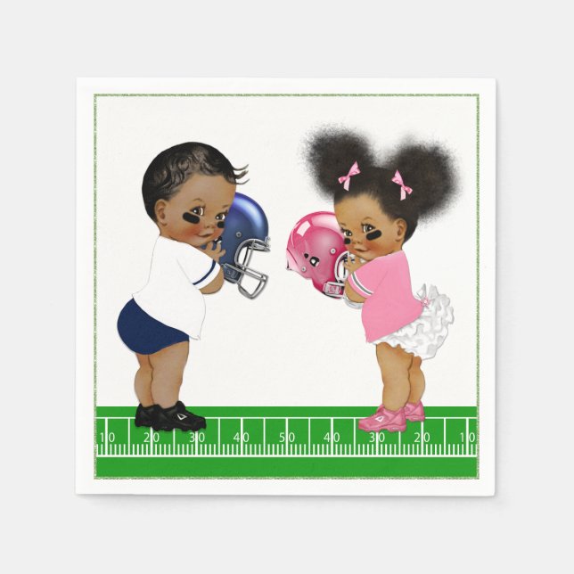 Football Gender Reveal Baby Shower Paper Napkins (Front)