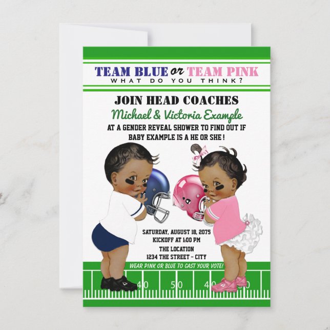 Football Gender Reveal Ethnic Shower Invitations (Front)