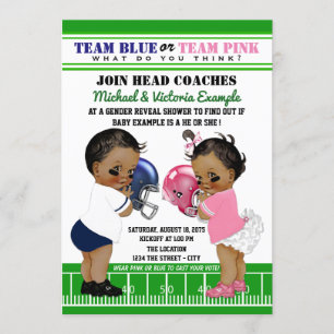 Football Gender Reveal Ethnic Shower Invitations