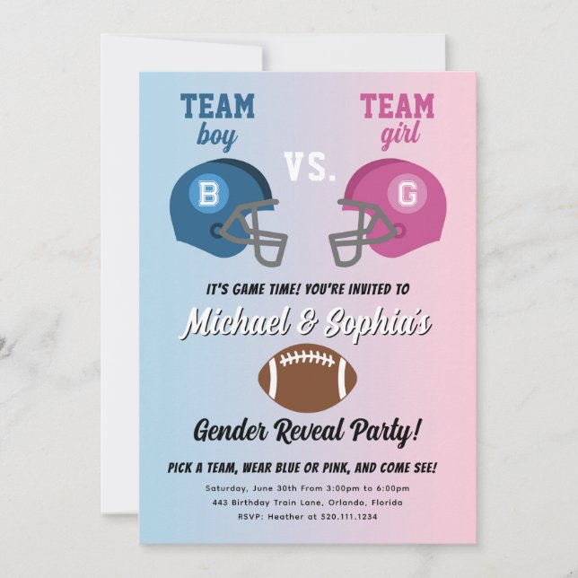 Football Gender Reveal Party Invitation (Front)