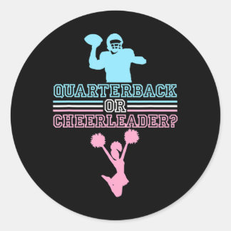 Football Gender Reveal Quarterback Or Cheerleader Classic Round Sticker