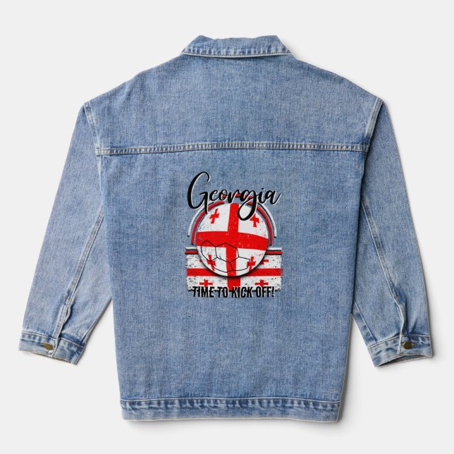 Football Georgia Flag, Vintage Soccer Denim Jacket (Back)