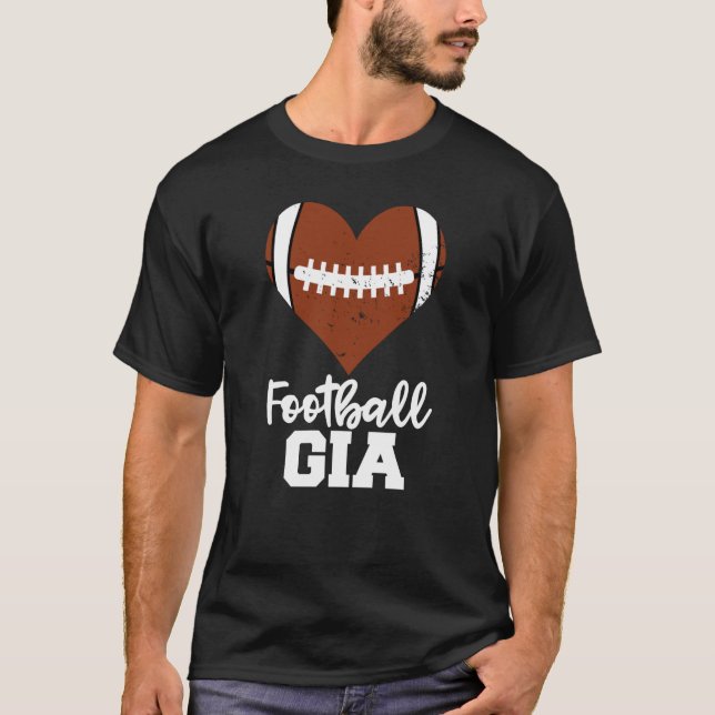 Football Gia Football Heart Grandma Gia T-Shirt (Front)