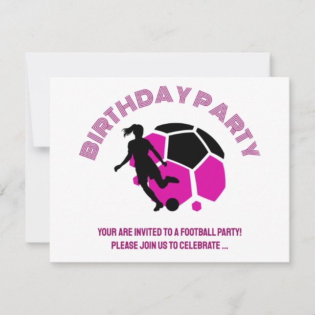 Football Girl Birthday party, Football Player Gift Invitation (Front)