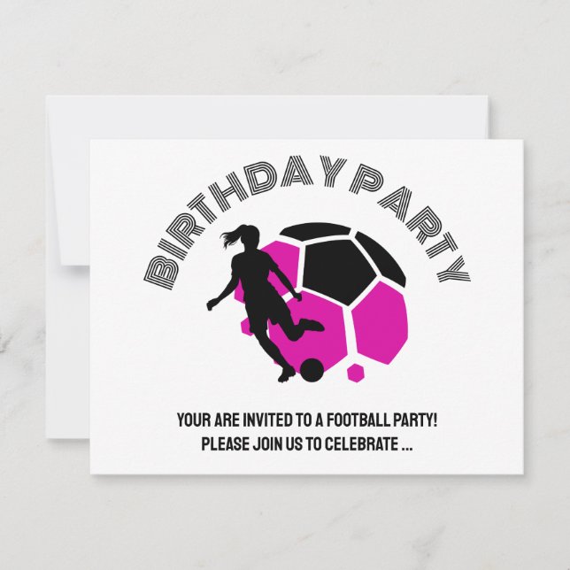 Football Girl Birthday party, Football Player Gift Invitation (Front)