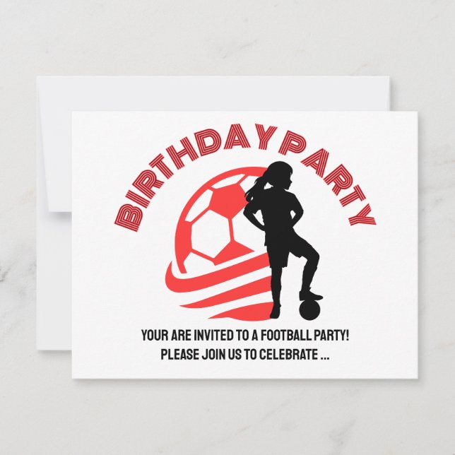 Football Girl Birthday party, Football Player Gift Invitation (Front)