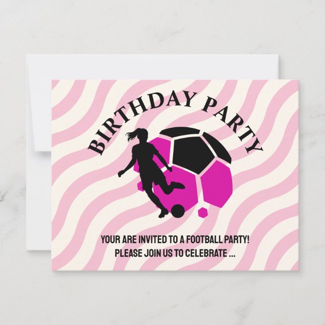 Football Girl Birthday party, Football Player Gift Invitation (Front)
