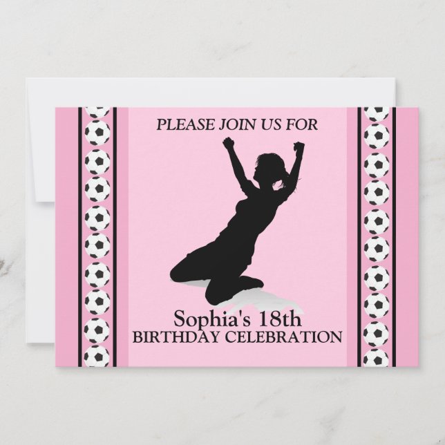 Football Girl Birthday Party, Football Player  Inv Invitation (Front)
