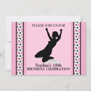 Football Girl Birthday Party, Football Player Inv Invitation