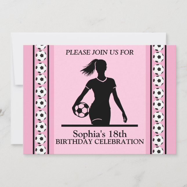 Football Girl Birthday Party, Football Player  Inv Invitation (Front)