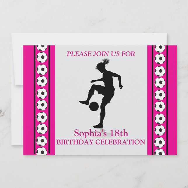 Football Girl Birthday Party, Football Player  Invitation (Front)