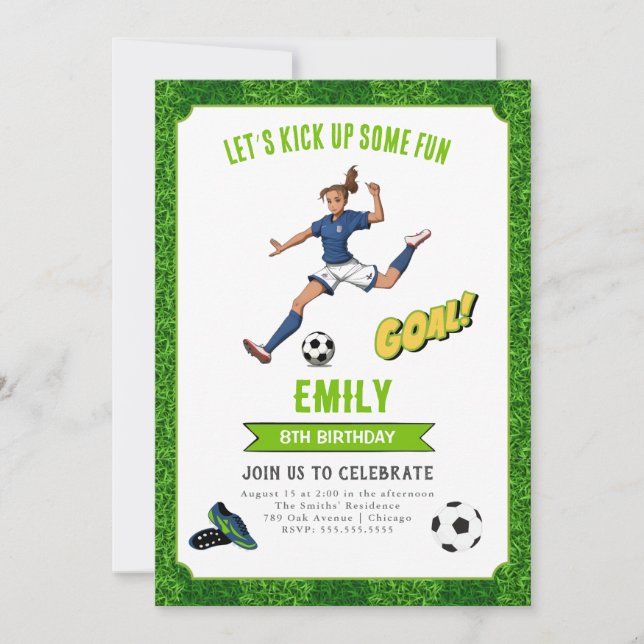 Football Girl Birthday Party Invitation (Front)