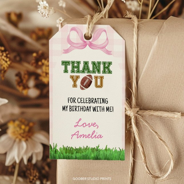 Football Girl Birthday Party Thank You Tag (Creator Uploaded)