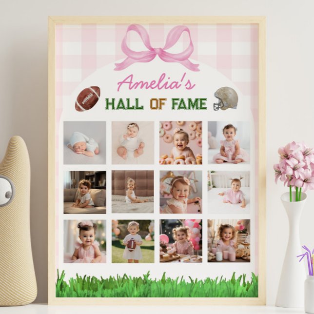 Football Girl Birthday Photo Milestone Poster (Creator Uploaded)