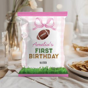 Football Girl Birthday Pink Bow Chip Bag Wrapper