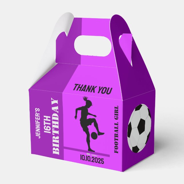 Football Girl, Football Player Gift, Birthday Favo Favour Box (Front Side)