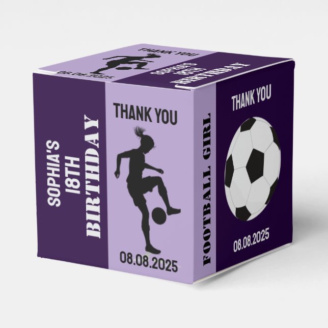 Football Girl, Football Player Gift, Birthday Favo Favour Box (Front Side)