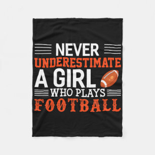 Football Girl Never Underestimate A Girl Who Plays Fleece Blanket