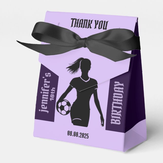 Football Girl Player, Football Girl Birthday Favour Box (Front Side)
