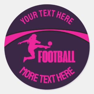 Football Girl Player, Team, Birthday Girl Gift     Classic Round Sticker