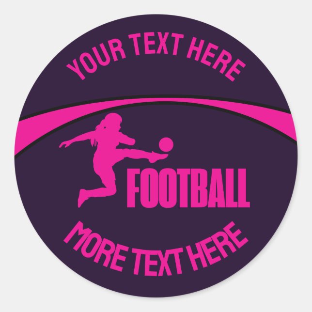 Football Girl Player, Team, Birthday Girl Gift     Classic Round Sticker (Front)
