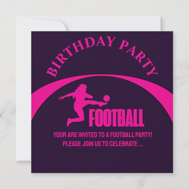 Football Girl Player, Team, Birthday Girl Gift Invitation (Front)
