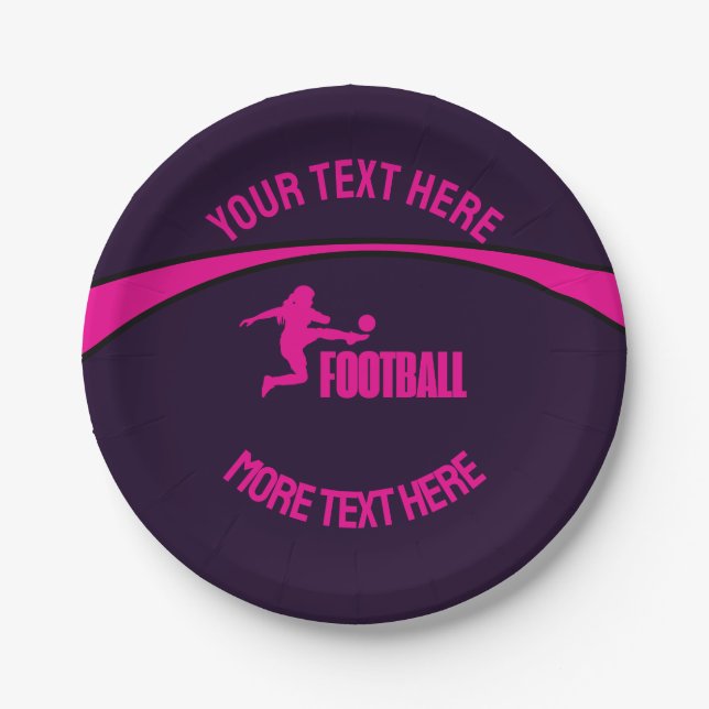 Football Girl Player, Team, Birthday Girl Gift     Paper Plate (Front)