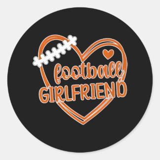 Football Girlfriend Heart Girlfriend Of A Classic Round Sticker