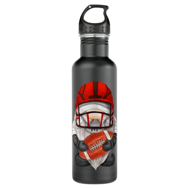 Football Gnome With Red Helmet For Funny Football  710 Ml Water Bottle (Front)