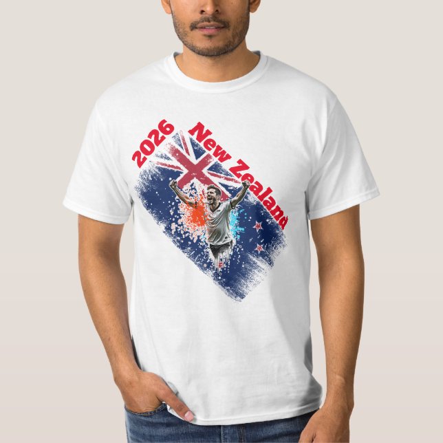 Football Goal Celebration New Zealand Flag 2026 T-Shirt (Front)