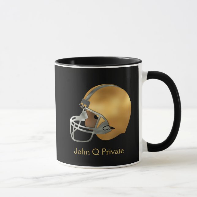 Football Gold and Silver Helmet Custom Mug (Right)