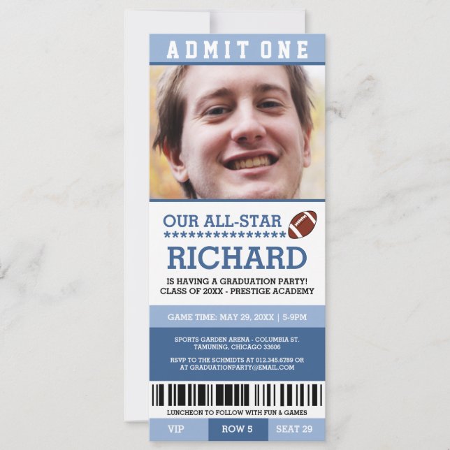 Football Graduation Party Invites (Front)