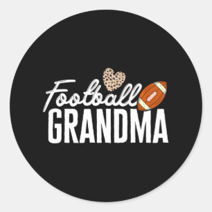 Football Grandma Football Player Leopard Football Classic Round Sticker
