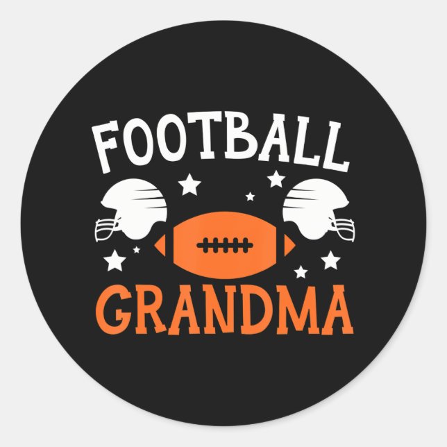 Football Grandma Grandmother Granny Grandparents Classic Round Sticker (Front)