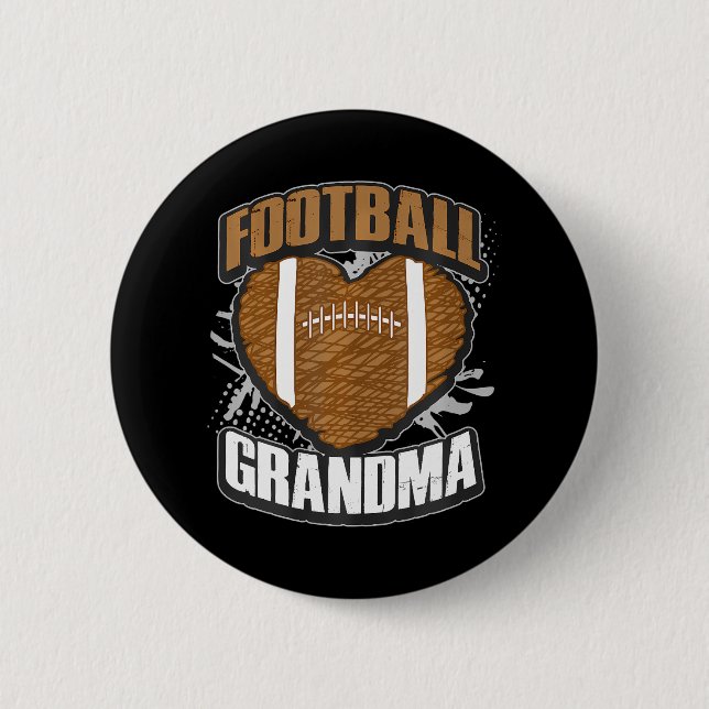 Football Grandma Pigskin Heart Football Nana 6 Cm Round Badge (Front)