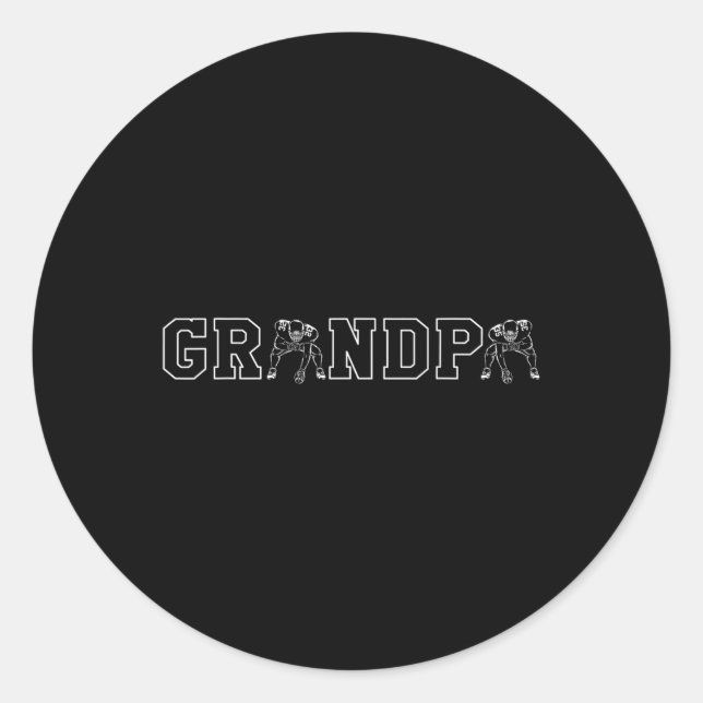 Football Grandpa Gramps Grandparents Day Tackle Co Classic Round Sticker (Front)