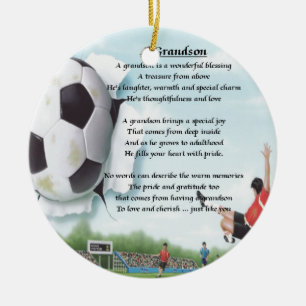 Football Grandson Poem Ceramic Tree Decoration
