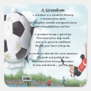 Football   Grandson Poem Square Sticker