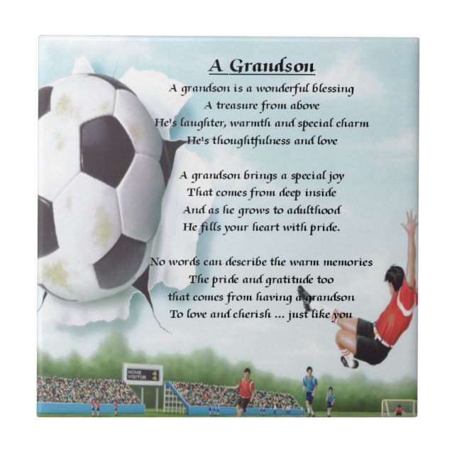 Football   Grandson Poem Tile (Front)
