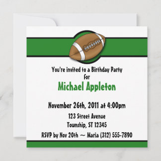 Football Green Birthday Invitations