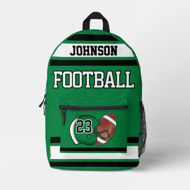 Football Green - Editable  Printed Backpack (Front)