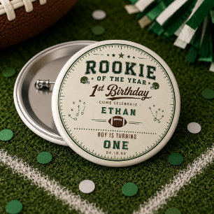Football Green Rookie 1st Birthday party 3 Cm Round Badge