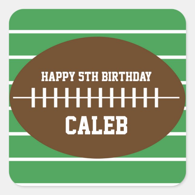 Football Green Striped Birthday Party Sticker (Front)