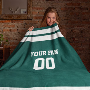 Football Green & White Personalised Fleece Blanket