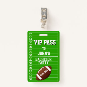Football Grid Bachelor Party VIP Badge ID Badge