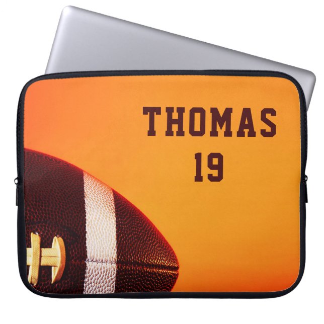 Football Gridiron Sports Personalised Name Laptop Sleeve (Front)