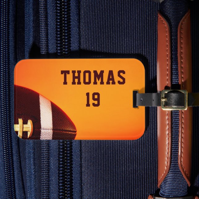 Football Gridiron Sports Personalised Name Luggage Tag (Front Insitu 4)